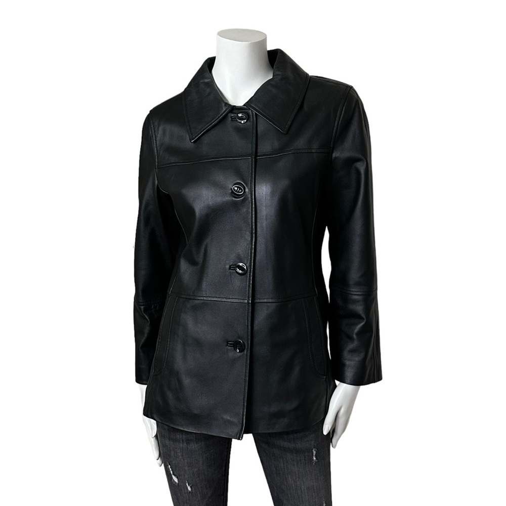 Stunning Black Lamb Leather Coat Jacket Buttery Soft Luxury - Picture 2 of 10